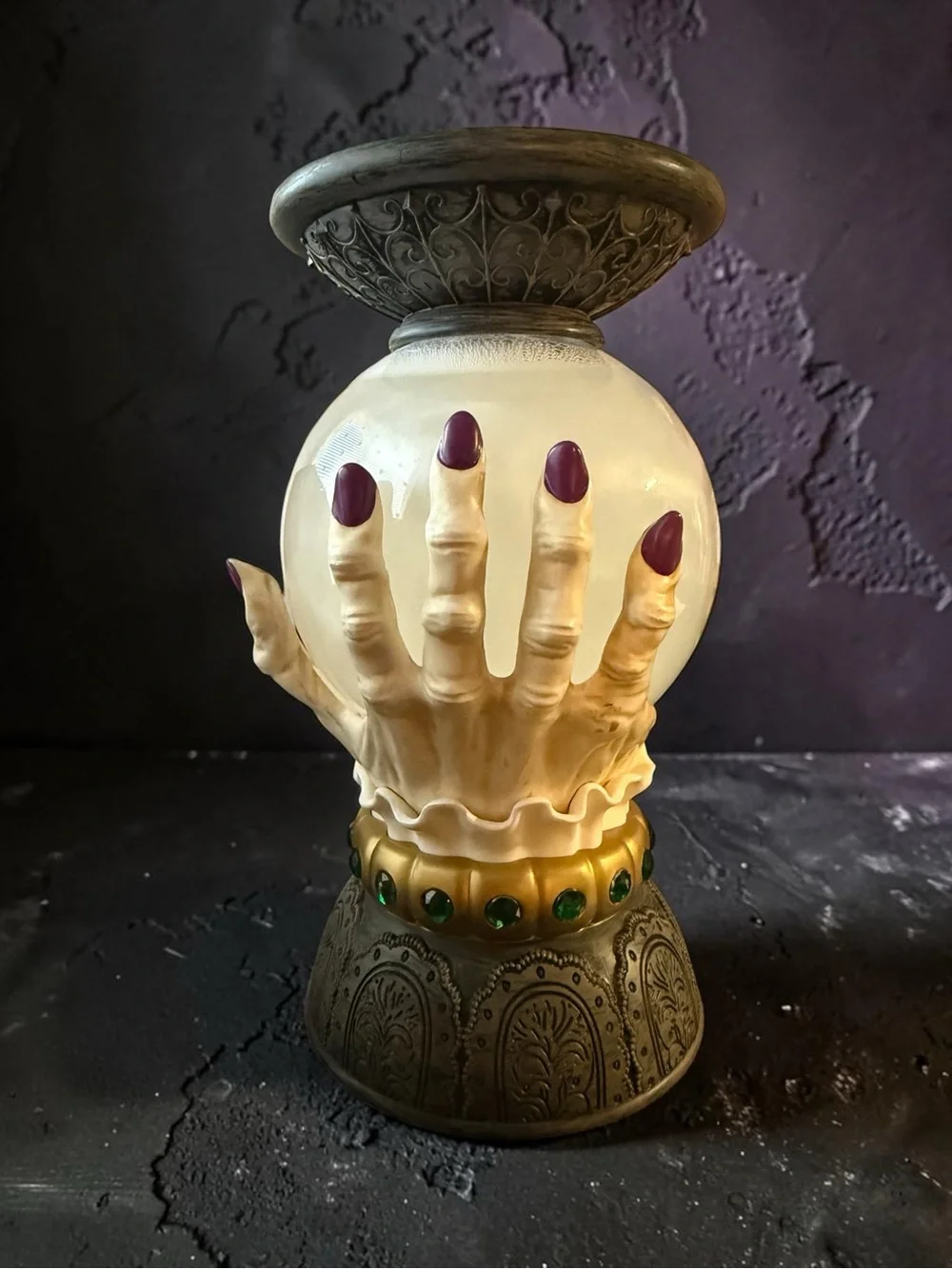 Decorative Hand-Held Crystal Ball Accent Lamp in Cream and Purple lights up